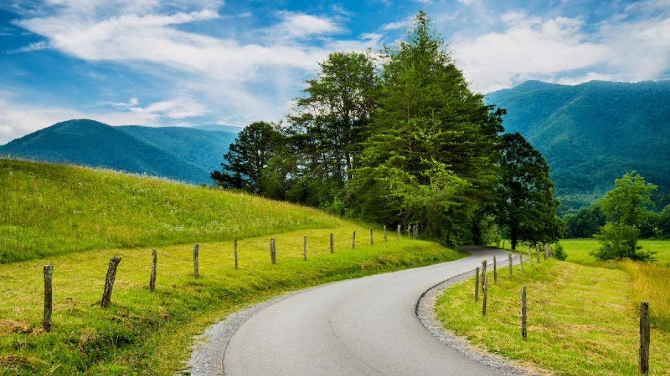 paved road,waterways paved road at cades cove – rob hainer