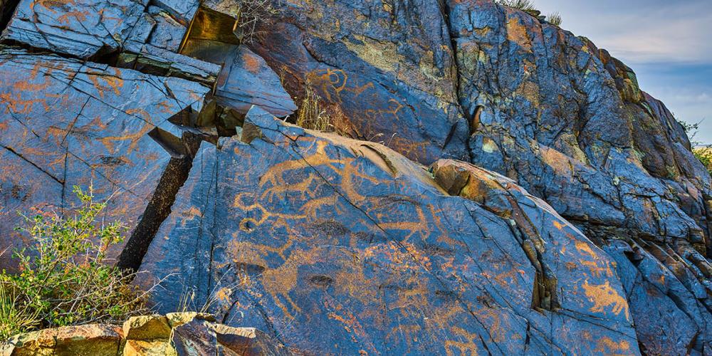 A rock wall full of petroglyphs – © tamgaly@mail.ru