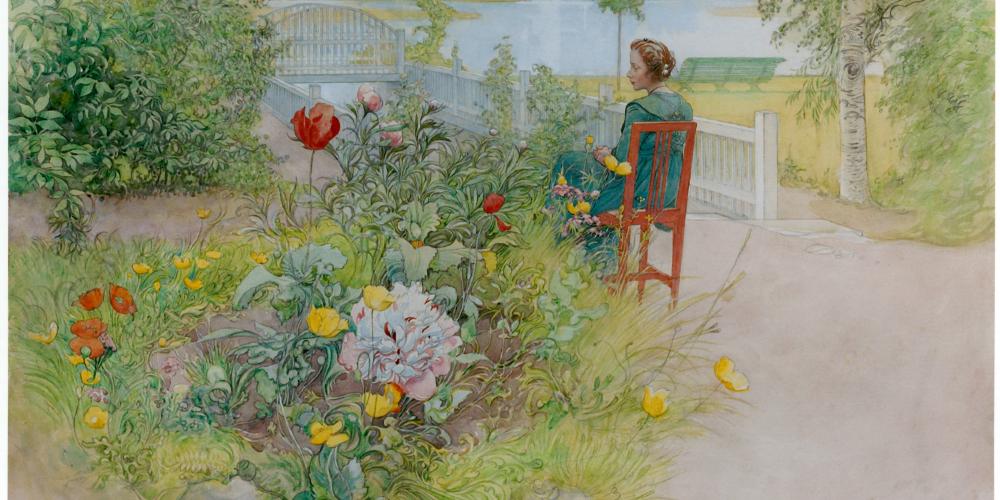 Kersti profite du marché aux fleurs de Sundborn. – © Carl Larsson-gården