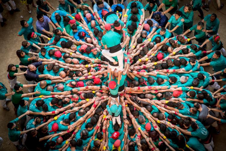 The castells are human towers formed by huge groups of people and can reach up to ten levels in height and were inscribed on the Representative List of the Intangible Cultural Heritage of Humanity in 2010. – © David Oliete