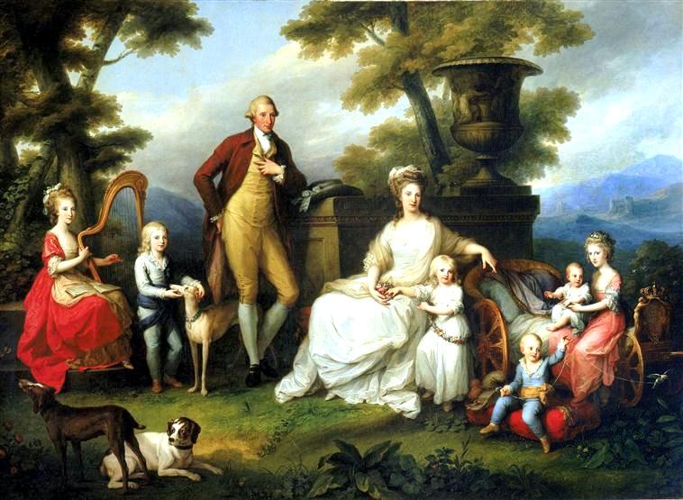 The Royal Family of Naples—Bourbon King Ferdinando IV and Queen Maria Carolina and their children. – By Angelica Kauffmann (1782)