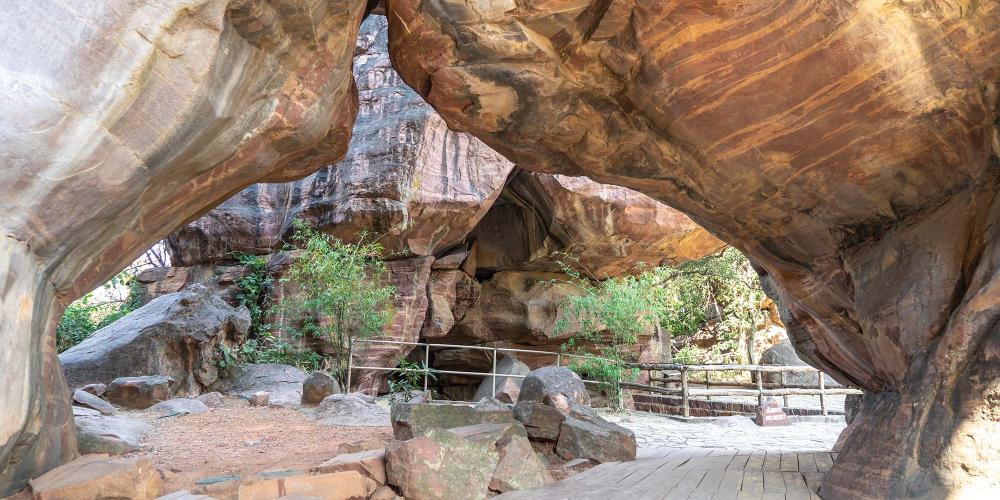15 rock shelters at the Bhimbetka site are open to visitors, with hundreds of paintings visible. – © Michael Turtle