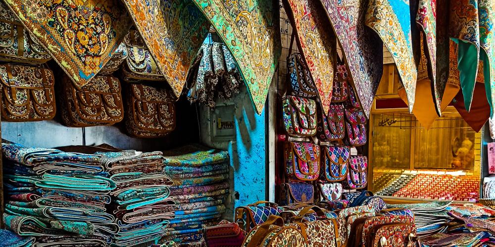 One of the many shops in the Grand Bazaar selling Persian handicrafts. The iterate patterns are well known in Iran and around the world.