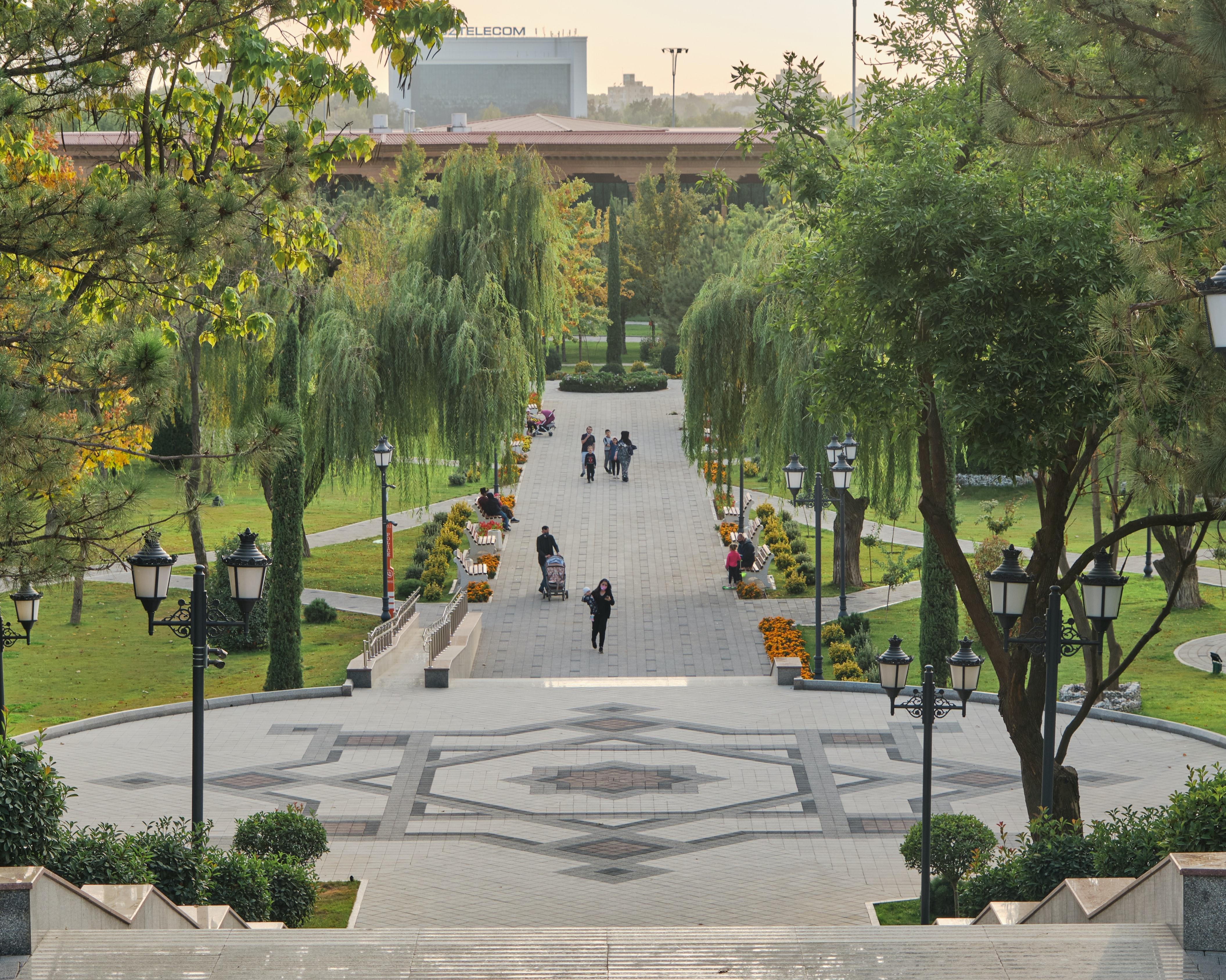 People walking in park in Tashkent