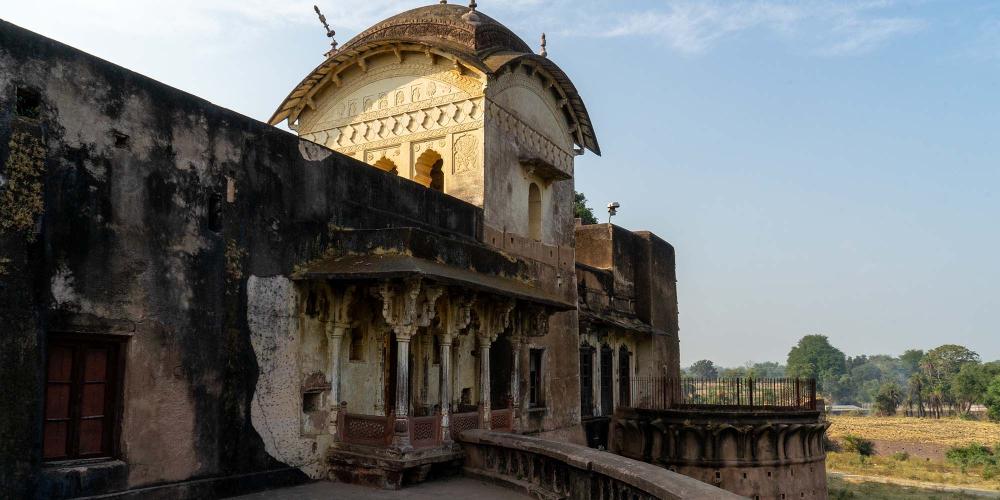 The view across the nearby farmlands from the terrace of the Chaman Mahal palace. – © Michael Turtle