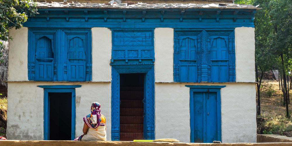 One of the houses in the Himalayan Village area of the museum, showing how people live in the mountains of northern India. – © Michael Turtle