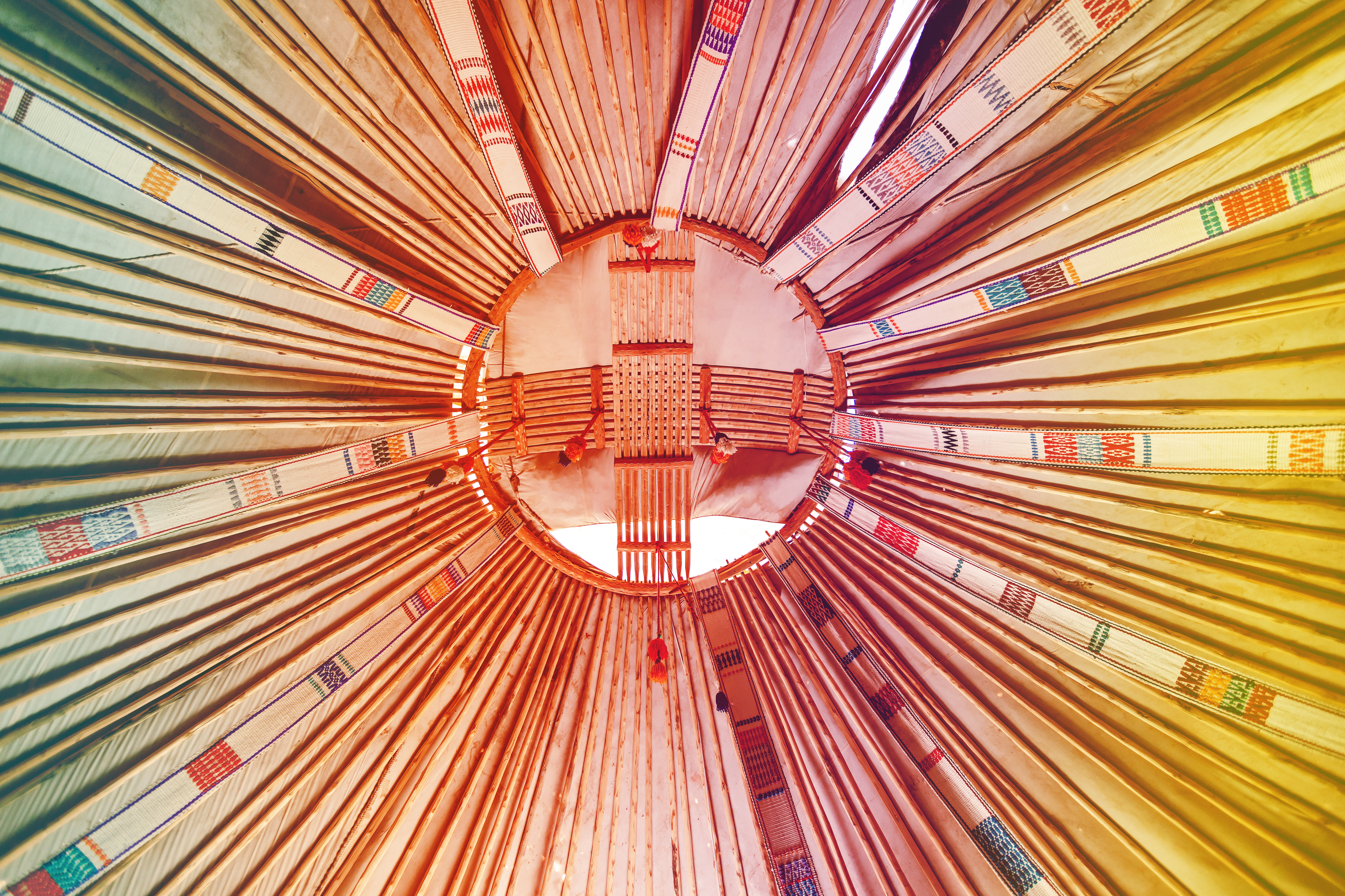 The structurally intricate roof of a yurt © Photosite / Shutterstock