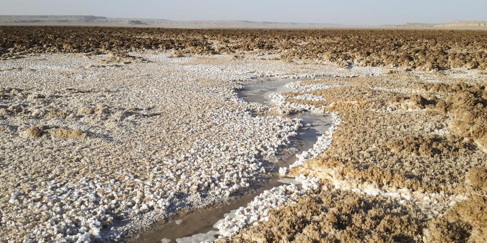 Salt sediments on the side of the river's course. – © Mehran Maghsoudi Salt sediments on the side of the river's course. – © Mehran Maghsoudi