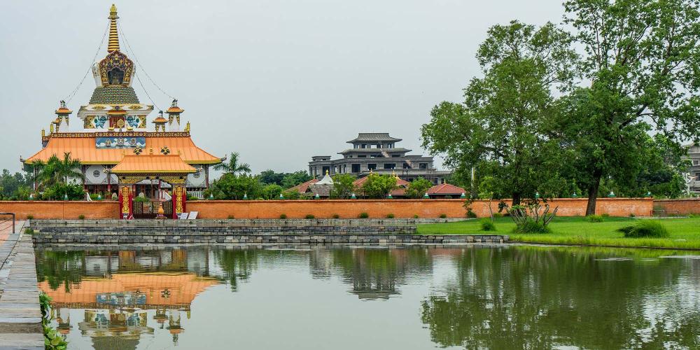 The Great Lotus Stupa in the West Monastic Zone was sponsored by Germany and is beautifully decorated inside. – © Michael Turtle