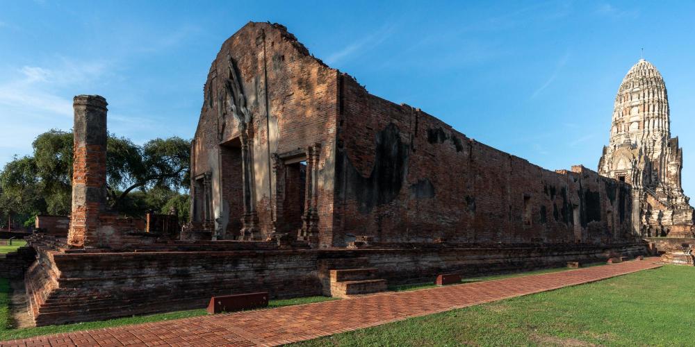 The royal vihara building stretches out from the entrance to the central tower, although its wooden roof no longer exists.. – © Michael Turtle