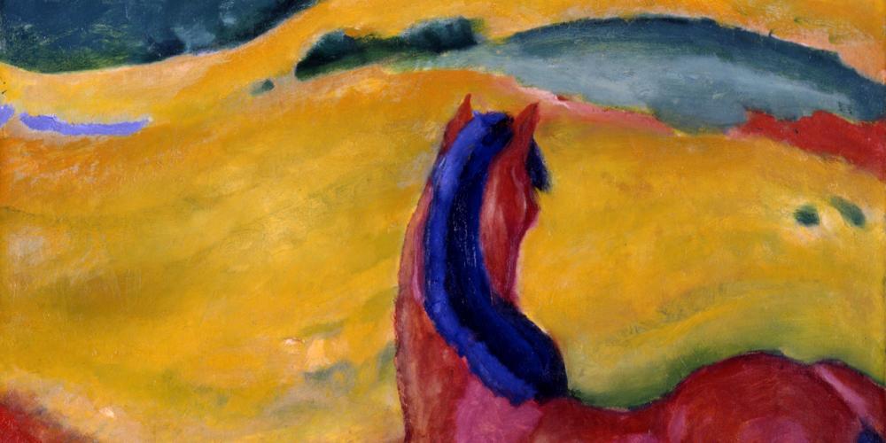 In Franz Marc's "Horse in a Landscape," from 1910, the animal was the bridge between nature and man, who has lost a unity he wants to restore. – © Museum Folkwang In Franz Marc's "Horse in a Landscape," from 1910, the animal was the bridge between nature and man, who has lost a unity he wants to restore. – © Museum Folkwang