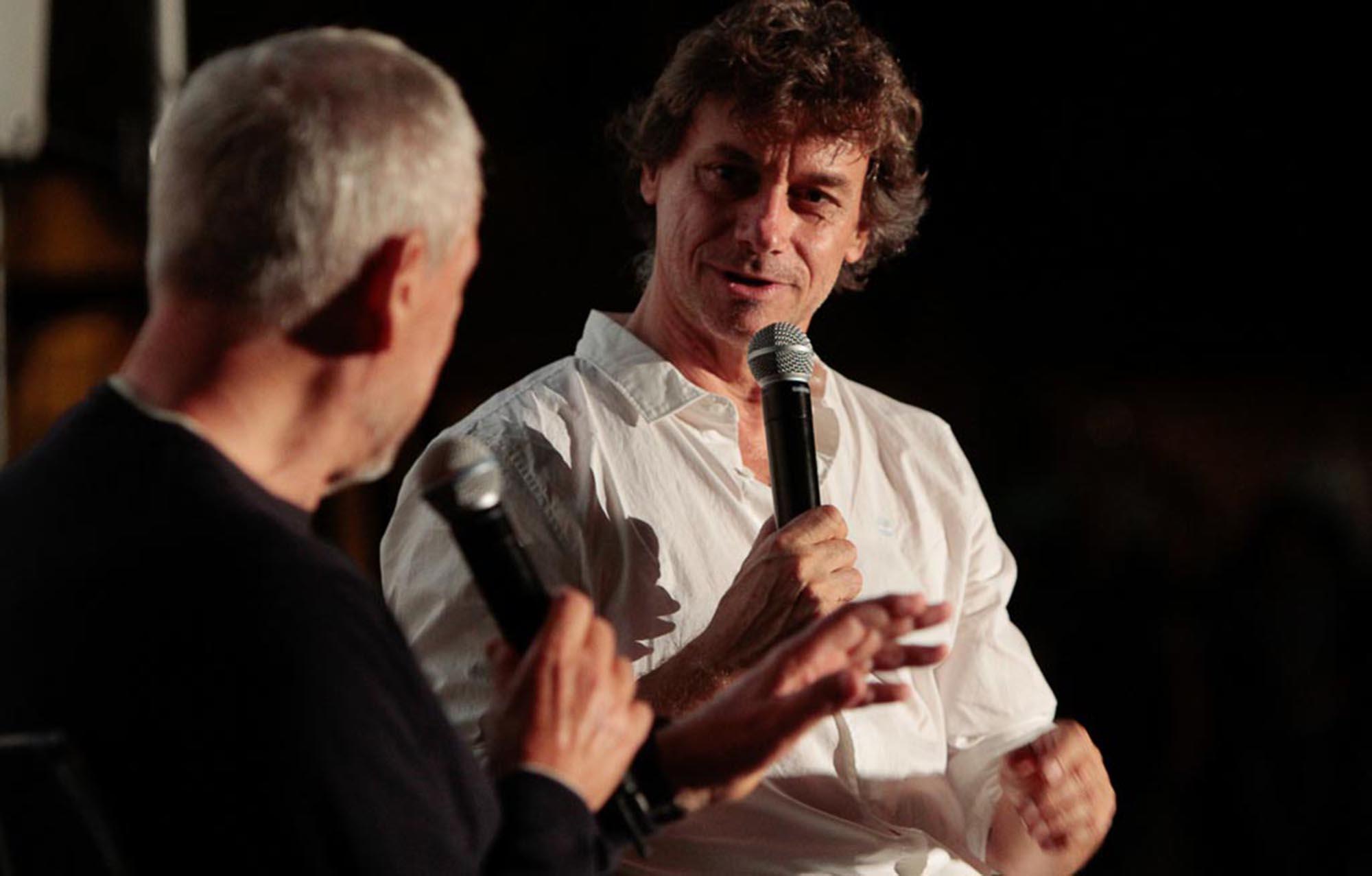 Alberto Angela interviewed by Piero Pruneti, the director of Archeologia Viva, on the stage of the Aquileia Film Festival. – © Massimo Goina