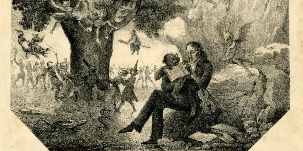 Paganini's Dream, fantasia for the Piano-Forte, in which is introduced The Dance of the Witches under the Walnut Tree of Benevento. Song sheet title by composer Niccolò Paganini (printed 1830-1835) – The Trustees of the British Museum Paganini's Dream, fantasia for the Piano-Forte, in which is introduced The Dance of the Witches under the Walnut Tree of Benevento. Song sheet title by composer Niccolò Paganini (printed 1830-1835) – The Trustees of the British Museum