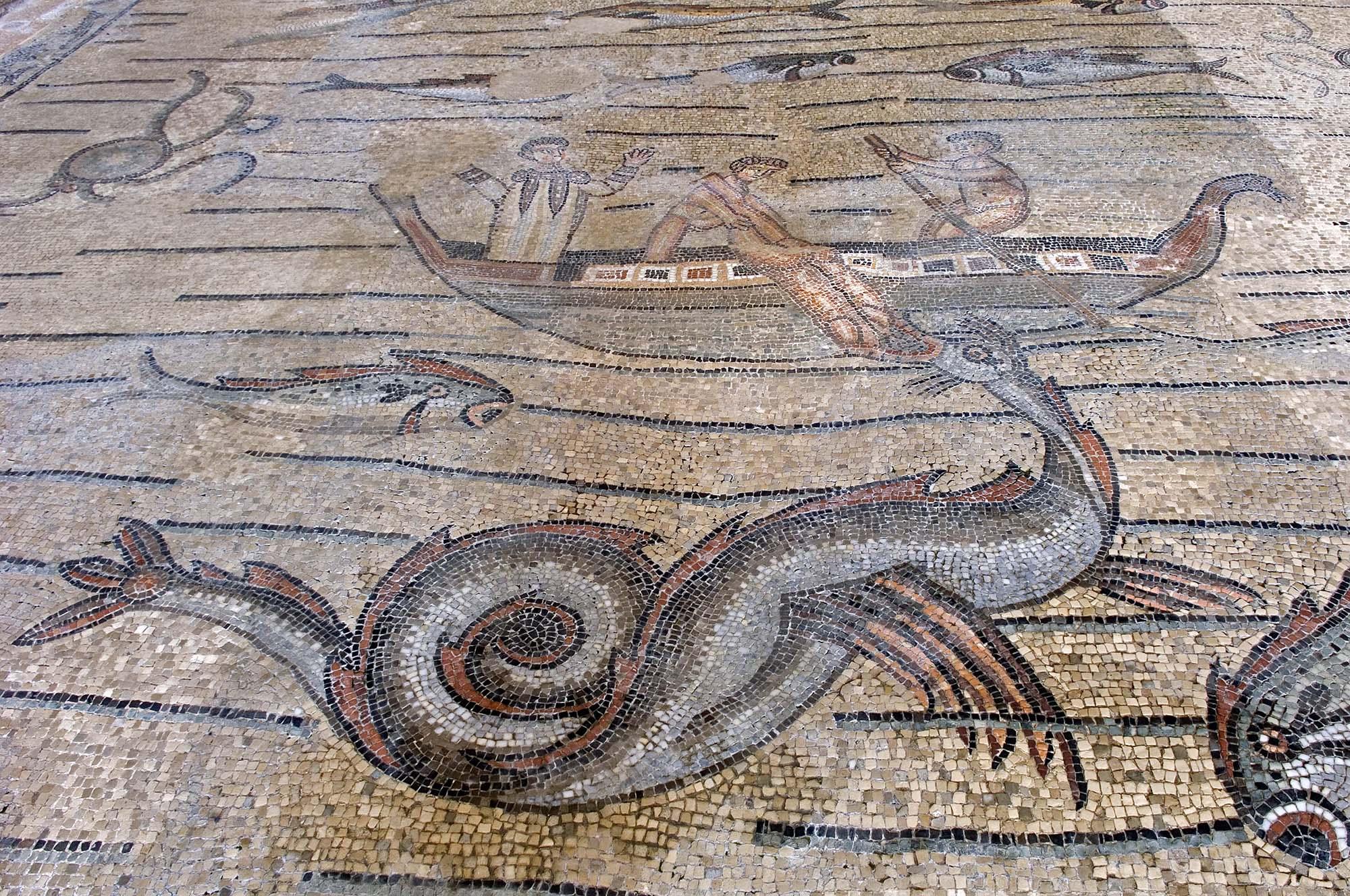 A detail of the cycle of Jonah, where the prophet is being thrown off a boat into the sea and swallowed up by a sea monster. – © Gianluca Baronchelli