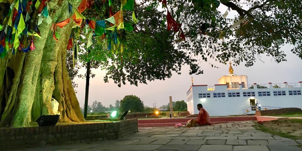 While Lumbini is a focal point for Buddhist pilgrims, visitors with a variety of faiths and beliefs come for a spiritual experience. – © Frank Biasi