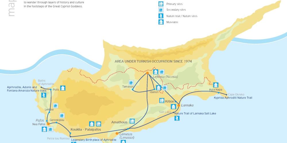 Aphrodite's Cultural Route map – © Cyprus Tourism Organisation