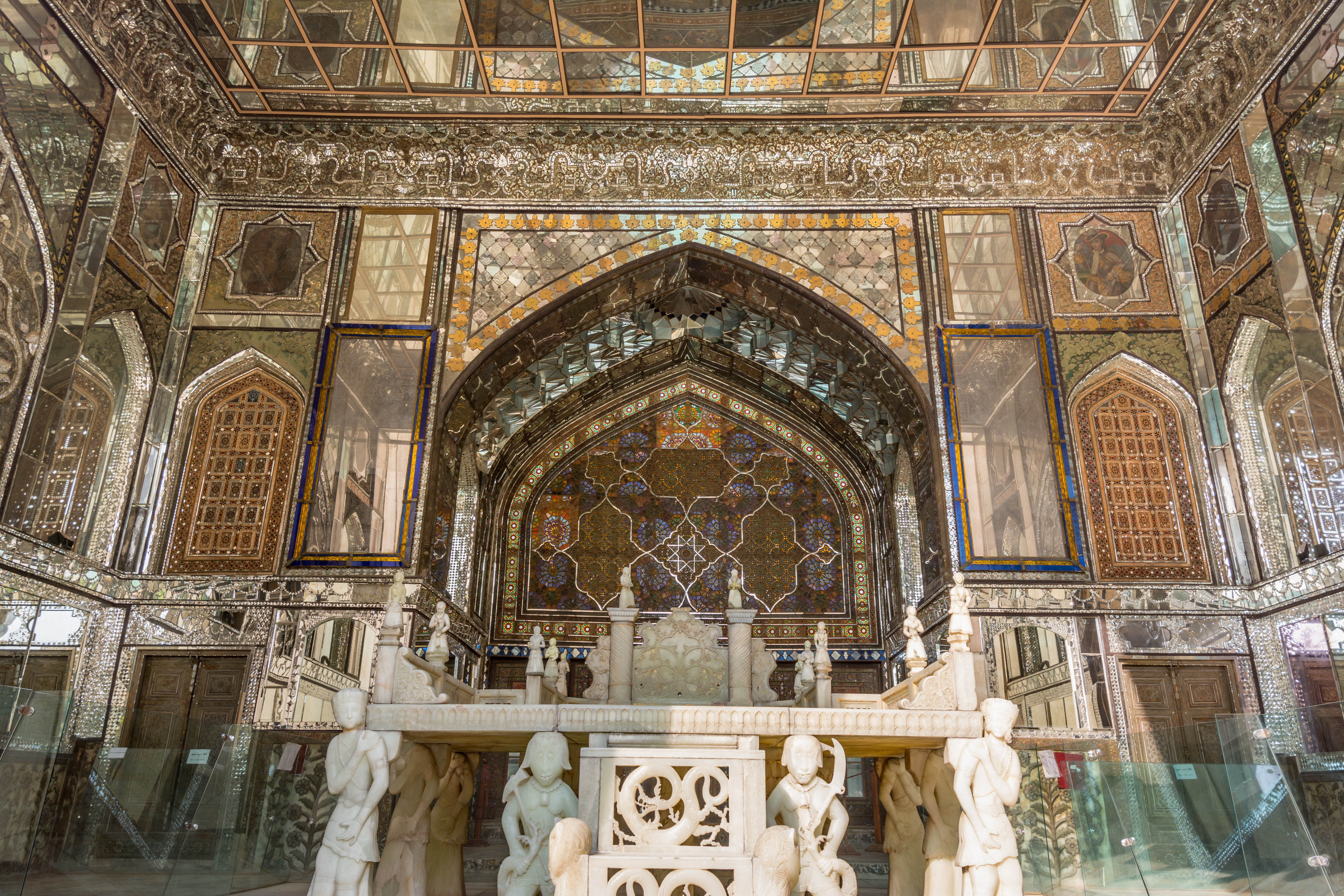 Marble throne representing men, women, fairies, and demons, Golestan Palace – © Victor Jian / Shutterstock