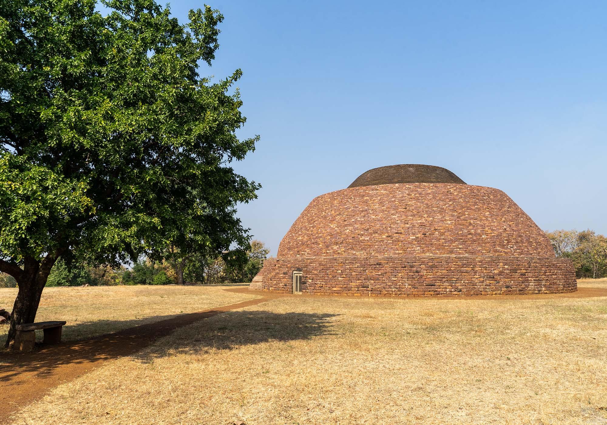 The main stupa at Satdhara, which was built during the Ashokan period and is almost as large as the Great Stupa of Sanchi. – © Michael Turtle