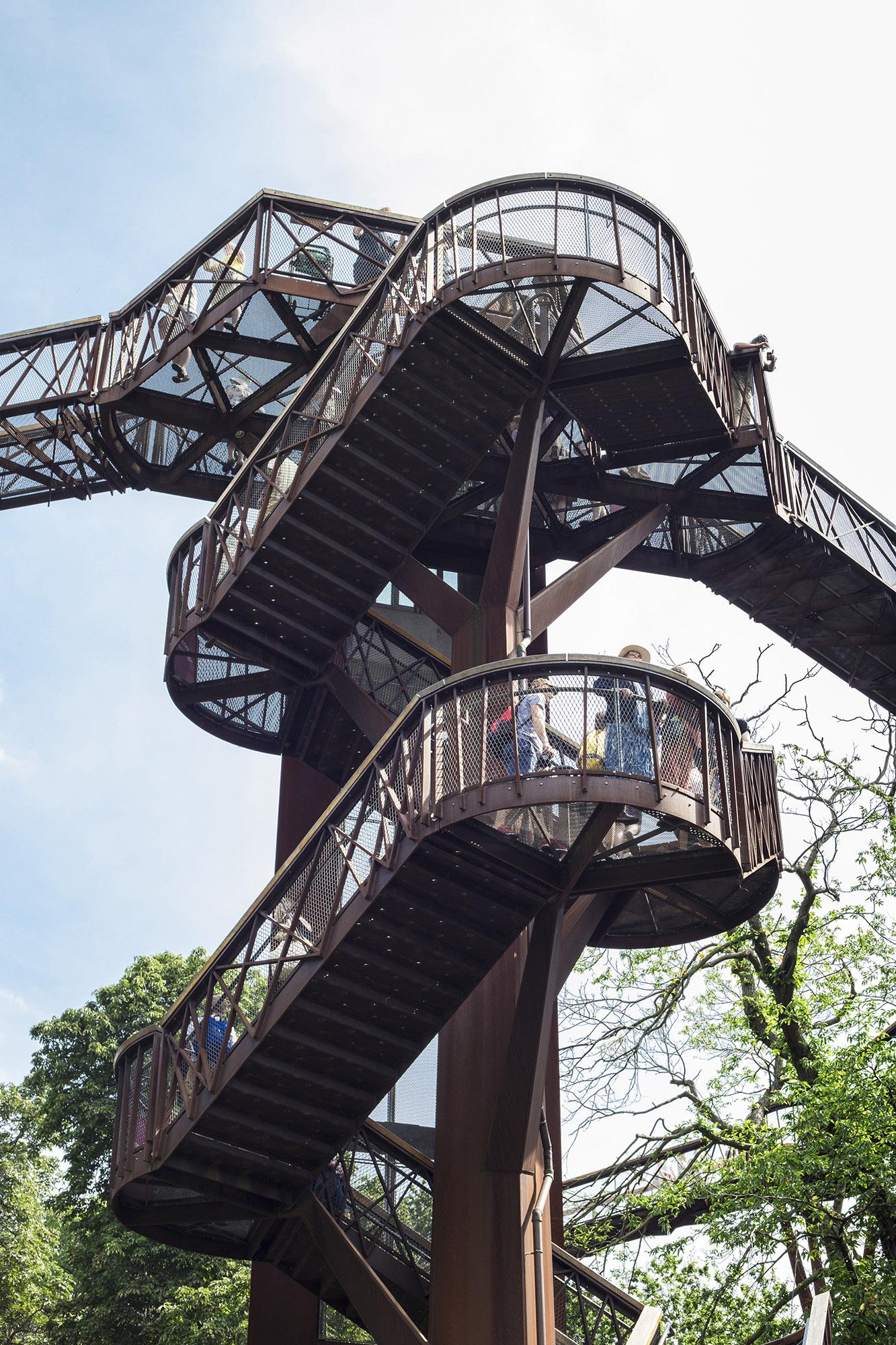 Structure of the treetop walkway bridge through the trees at Kew. – © Bruno Mameli / Shutterstock