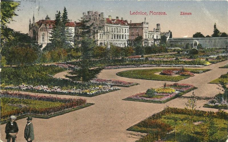 Lednice Castle and Castle Garden on picture about year 1920 – © Archive of Lednice Castle