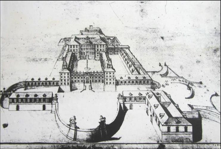 Valtice Castle on J. A. Delsenbach painting in year 1721 as a monumental Baroque noble residence. – © Archive of Valtice Castle