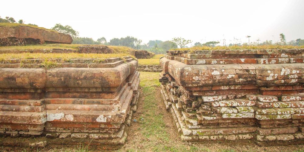 The plinth of two votive stupas with moldings on upper border and slim projections on the centre, in the vicinity of Tara temple. – © Julfiker Ahmed