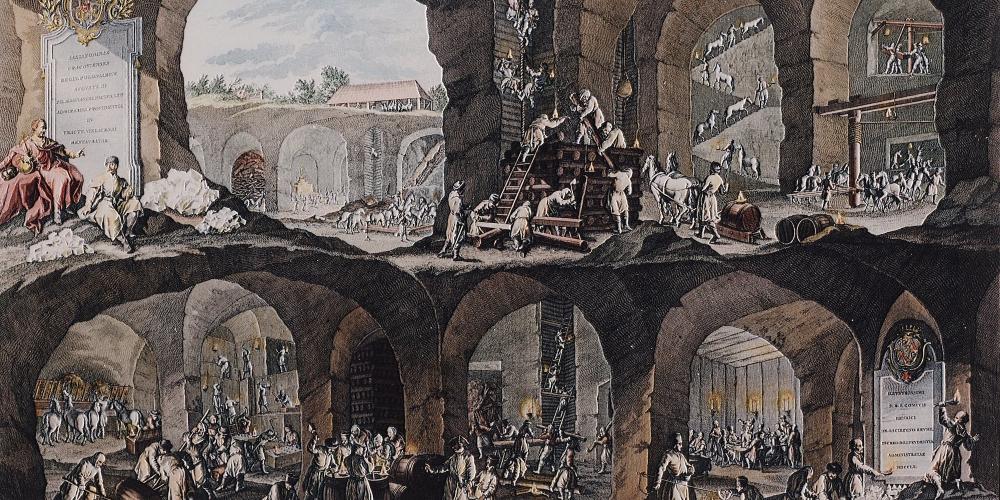 Illustrated cross-section of the Wieliczka Salt Mine, made by Johann Borlach in 1719 presents the most important types of work of the Wieliczka miners. The image is an excellent source for the researchers examining the history of the mine. – © Artur Grzybowski Illustrated cross-section of the Wieliczka Salt Mine, made by Johann Borlach in 1719 presents the most important types of work of the Wieliczka miners. The image is an excellent source for the researchers examining the history of the mine. – © Artur Grzybowski
