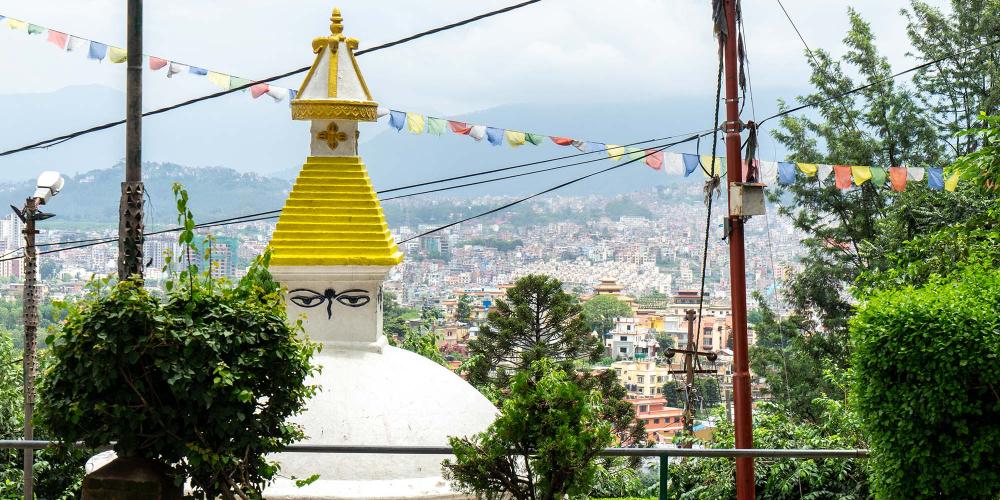 There are views of Kathmandu Valley in every direction from the top of the hill at Swayambhunath. – © Michael Turtle
