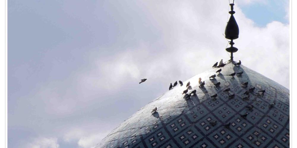 Birds resting on the Mosque's Dome. Birds resting on the Mosque's Dome.