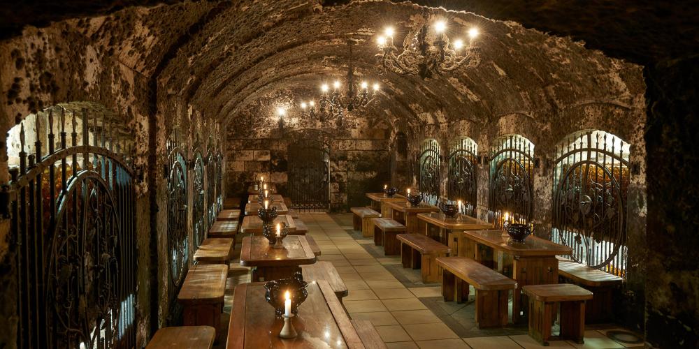 Tokaj's hand-carved, volcanic underground cellars of the 13th century—such as the Oremus Cellar in Tolcsva—have been well-preserved. – © György Darabos