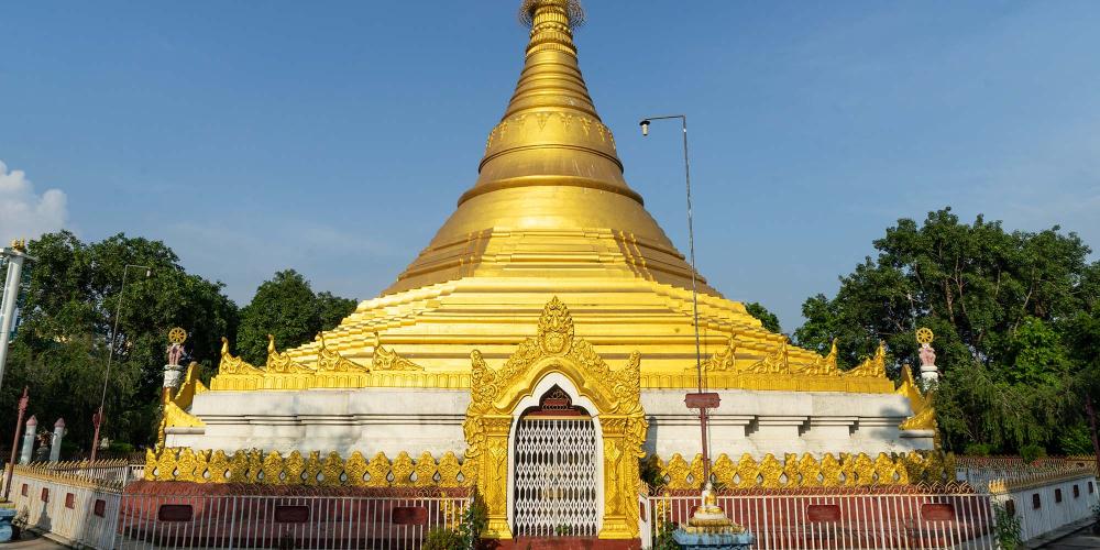 The design of the Myanmar Monastery in the East Monastic Zone of Lumbini is inspired by Shwedagon Pagoda in Yangon. – © Michael Turtle