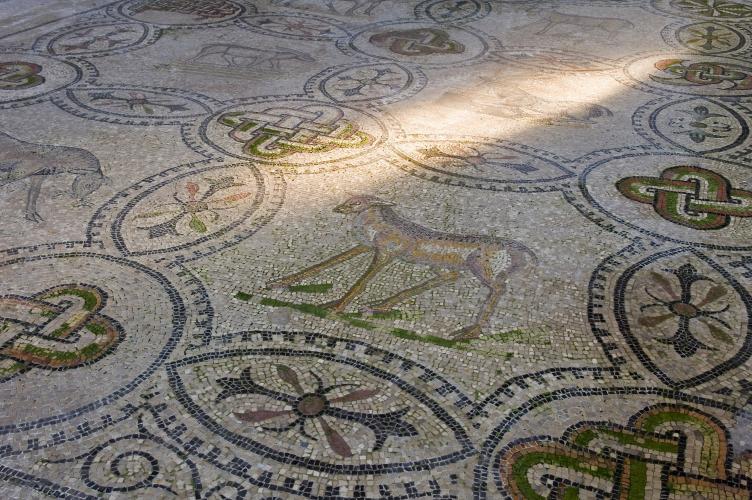 The mosaic floor of the basilica features a host of different patterns, including the animals seen here. – © Gianluca Baronchelli
