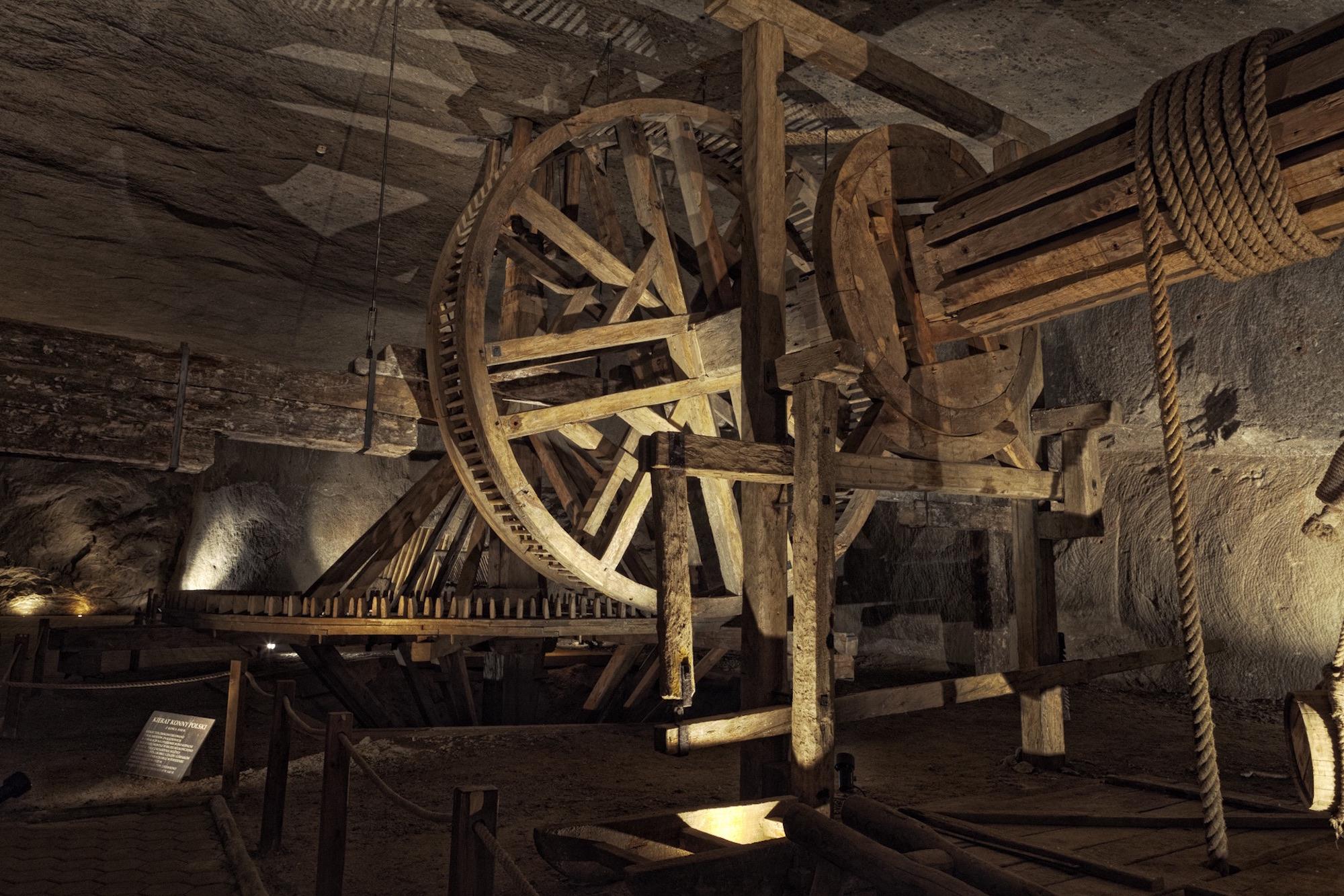 Horse-powered treadmills are the largest and the most important extraction machines used in the Wieliczka Salt Mine. Thanks to such treadmills and hard work of horses it was possible to extract up to 80 tons of salt a day. – © Bartek Papież