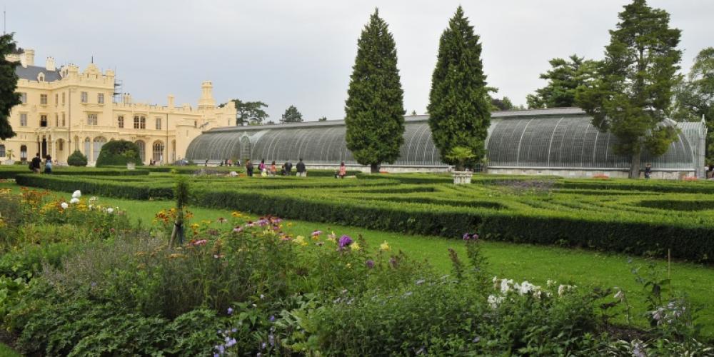 The greenhouse is 92 metres long, 13 metres wide and 7.5 metres high. – © Archive of Lednice Castle The greenhouse is 92 metres long, 13 metres wide and 7.5 metres high. – © Archive of Lednice Castle