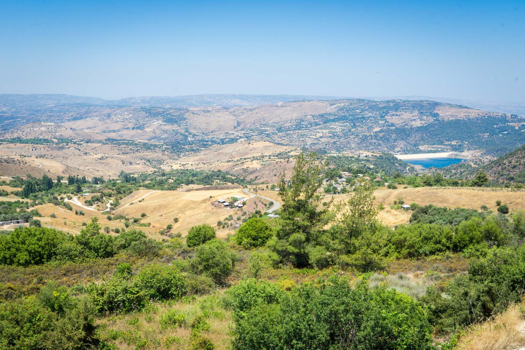 The view towards the Akamas Peninsula from the terrace at the Vouni Panagia winery. – © Michael Turtle