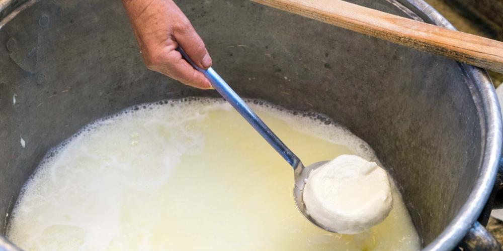 One of the final steps is to put the cheese mounds into a boiling liquid until they float. – © Michael Turtle One of the final steps is to put the cheese mounds into a boiling liquid until they float. – © Michael Turtle