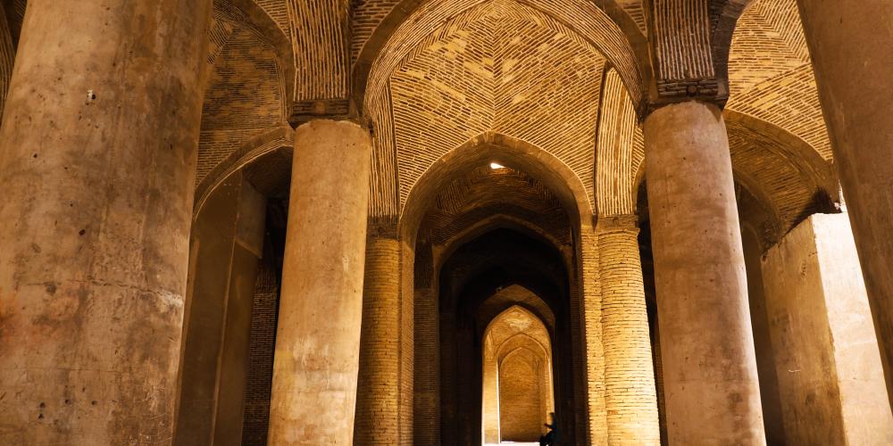 Ancient architecture at the Jameh Mosque of Isfahan