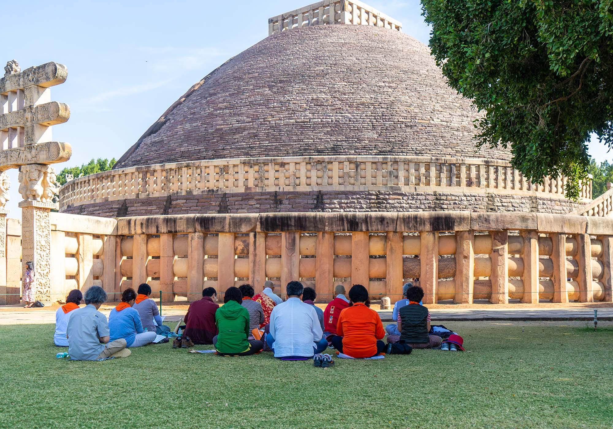 International pilgrims worship at the Great Stupa of Sanchi, more than two thousand years after Ashoka planted the seeds for Buddhism’s spread around the world. – © Michael Turtle