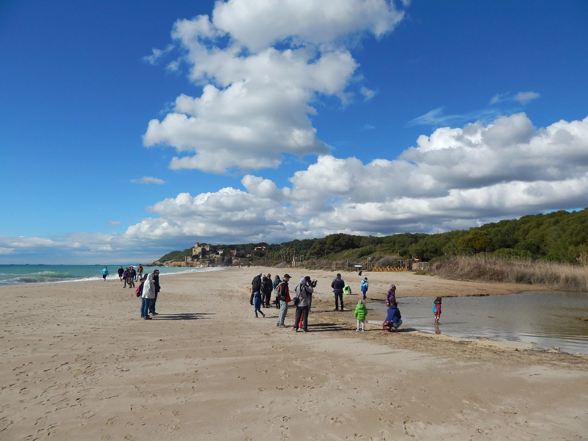 The Tamarit beach and the Tamarit castle with Romanesque and Gothic style elements are in the background. – © Hort de la Sínia