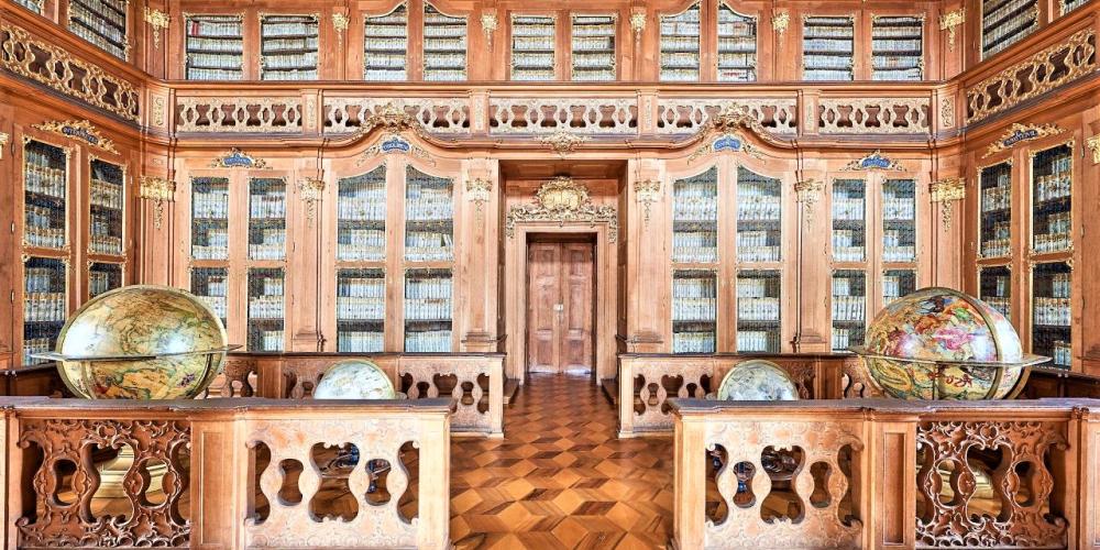 The library of the Archiepiscopal Castle in Kroměříž is divided into two sections. The first one, called the New Library, consists of books from 18th to 19th century. The second one is called the Old Library and consists more than 80 000 books and prints. There are for example also more than 180 incunabulas which were books published before the year 1500. – © Tomas Vrtal