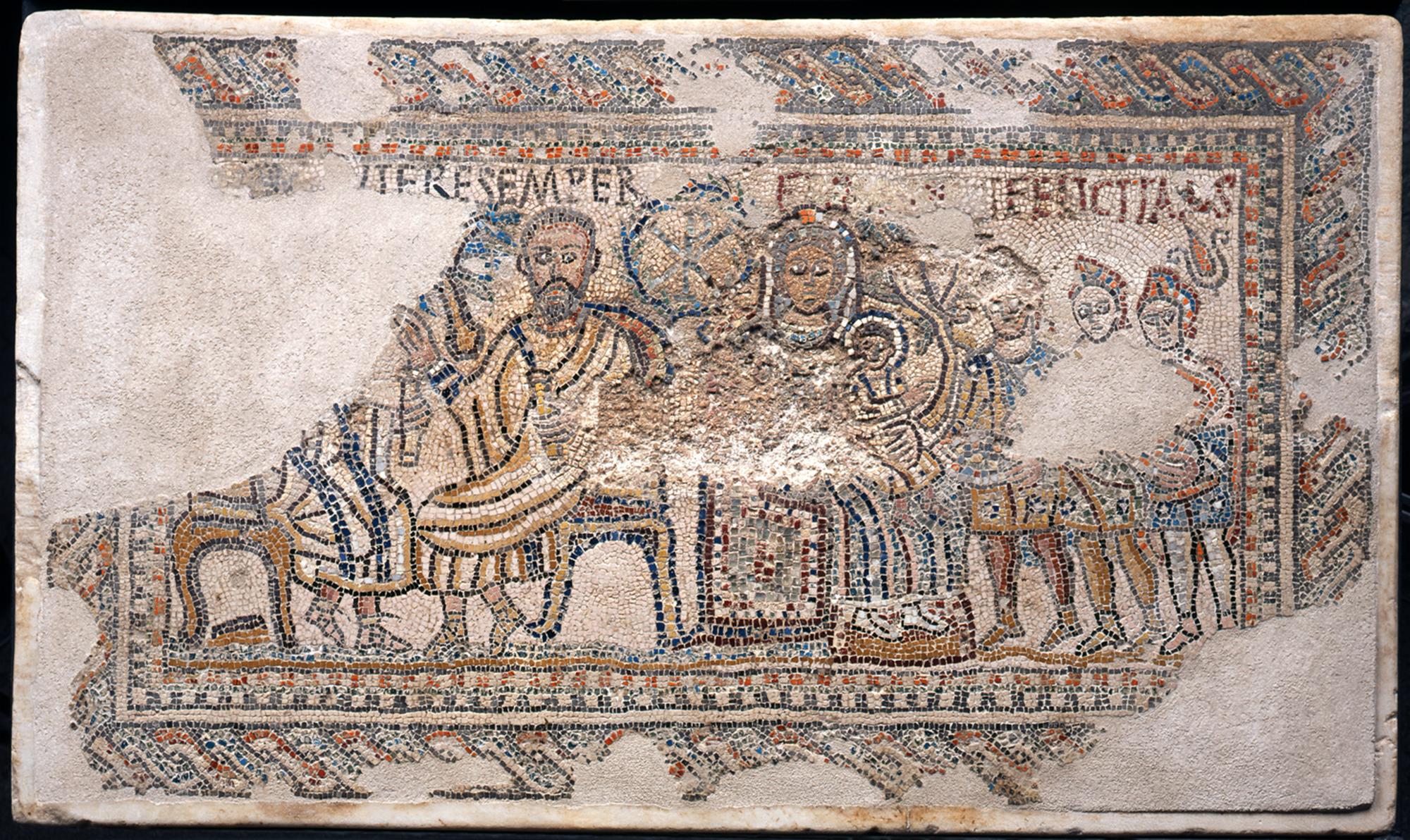 Polychrome mosaic with Epiphany scene (dated to about 370) from the locality of Sant' Amasio. – © Teano