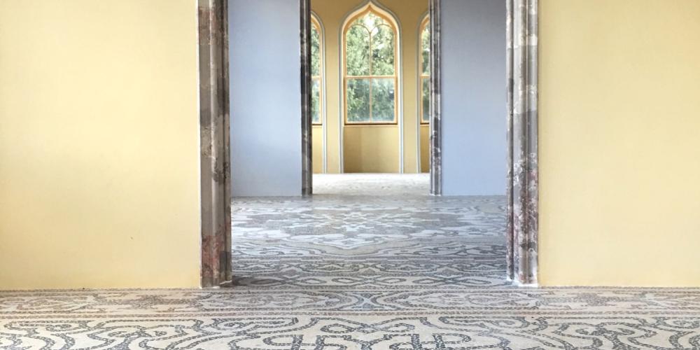 The mosaic floor on the first floor of the minaret is completely restored today
you can see it within an exclusive touring circuit. – © Archive of Lednice Castle The mosaic floor on the first floor of the minaret is completely restored today
you can see it within an exclusive touring circuit. – © Archive of Lednice Castle