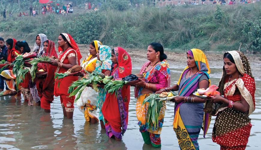Tharu villagers celebrating Chhata Parva – @ Hari Sharma / Lumbini Development Trust