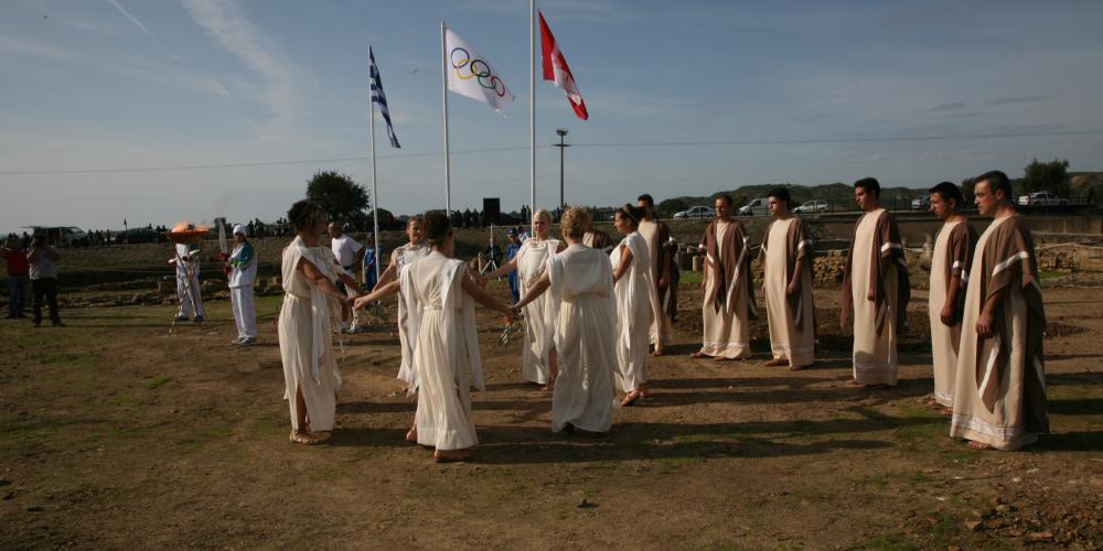 Visitors will see the ceremony of the reception of the Olympic Flame in Elis after its lighting at Olympia. – © Hellenic Ministry of Culture and Sports / Ephorate of Antiquities of Ilia