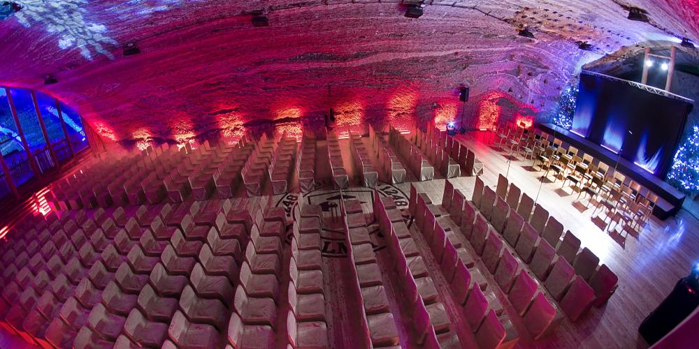 Ważyn Chamber in the Bochnia Salt Mine functions as a conference and theatre space, where companies organise workshops and business events, as well as balls, banquets, parties and traditional feasts. – © Adam Brzoza