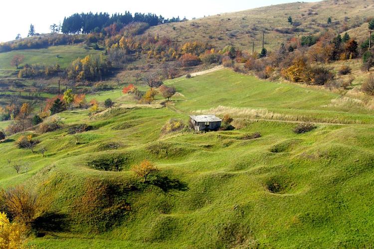 Remains of surface mining activity. When the surface wealth was exhausted in Štiavnické Bane, miners went fearlessly into the depths. – © Lubo Lužina