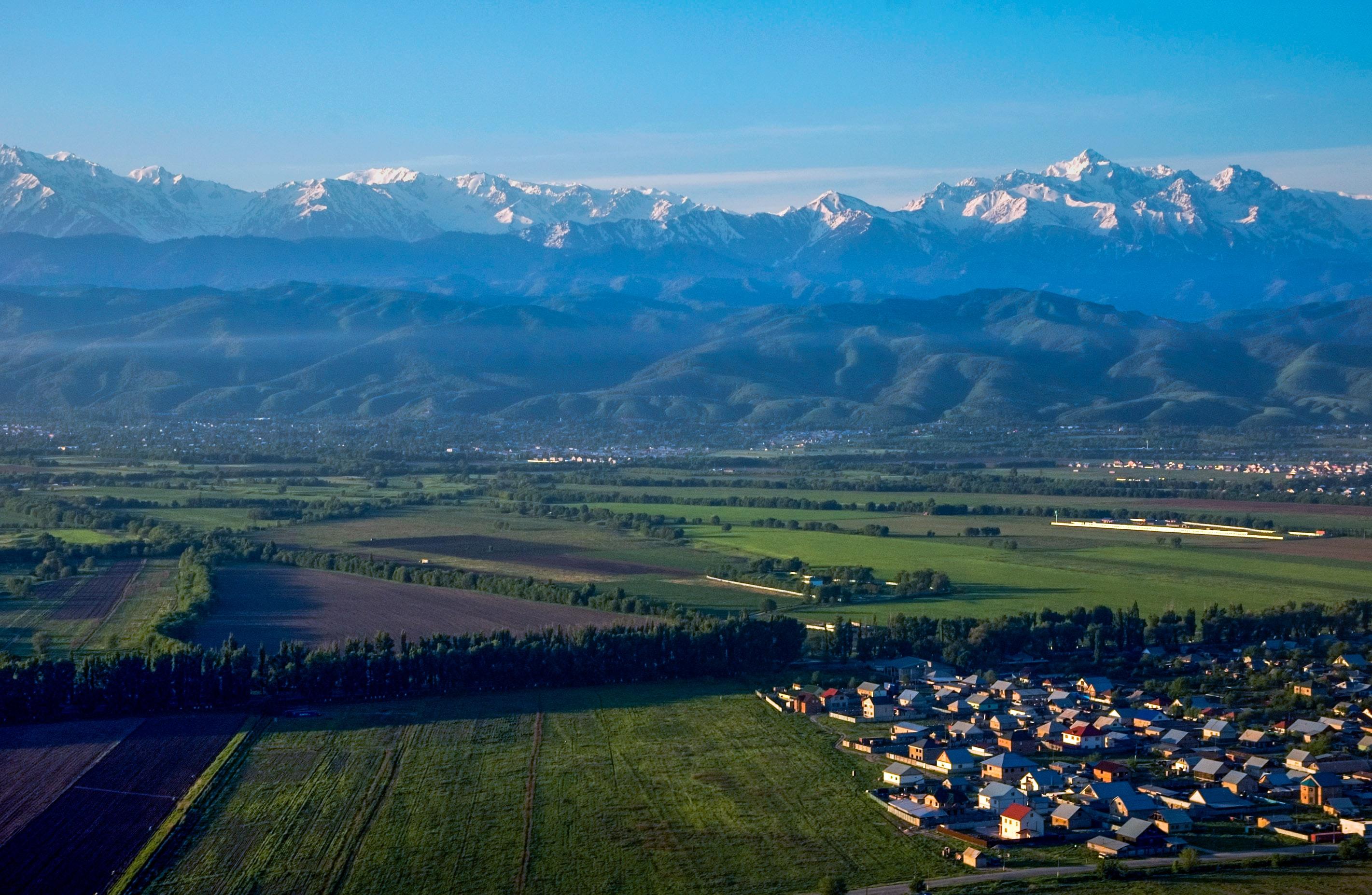 Almaty village in mountain valley