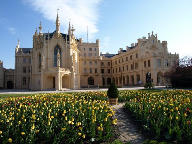 Tous les ans au printemps, le parc du château se couvre d’un tapis de tulipes importées directement des Pays-Bas. – © Archive of Lednice Castle