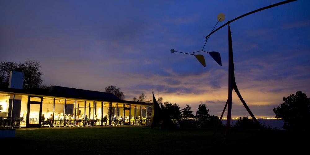 The Louisiana Cafe has works by Alexander Calder on the Calder Terrace. Pictured: "Little Janey-Waney" (Stabile Mobile), 1964/1976 (nearest); and "Slender Ribs," from 1963. – © Bjarkersted The Louisiana Cafe has works by Alexander Calder on the Calder Terrace. Pictured: "Little Janey-Waney" (Stabile Mobile), 1964/1976 (nearest); and "Slender Ribs," from 1963. – © Bjarkersted