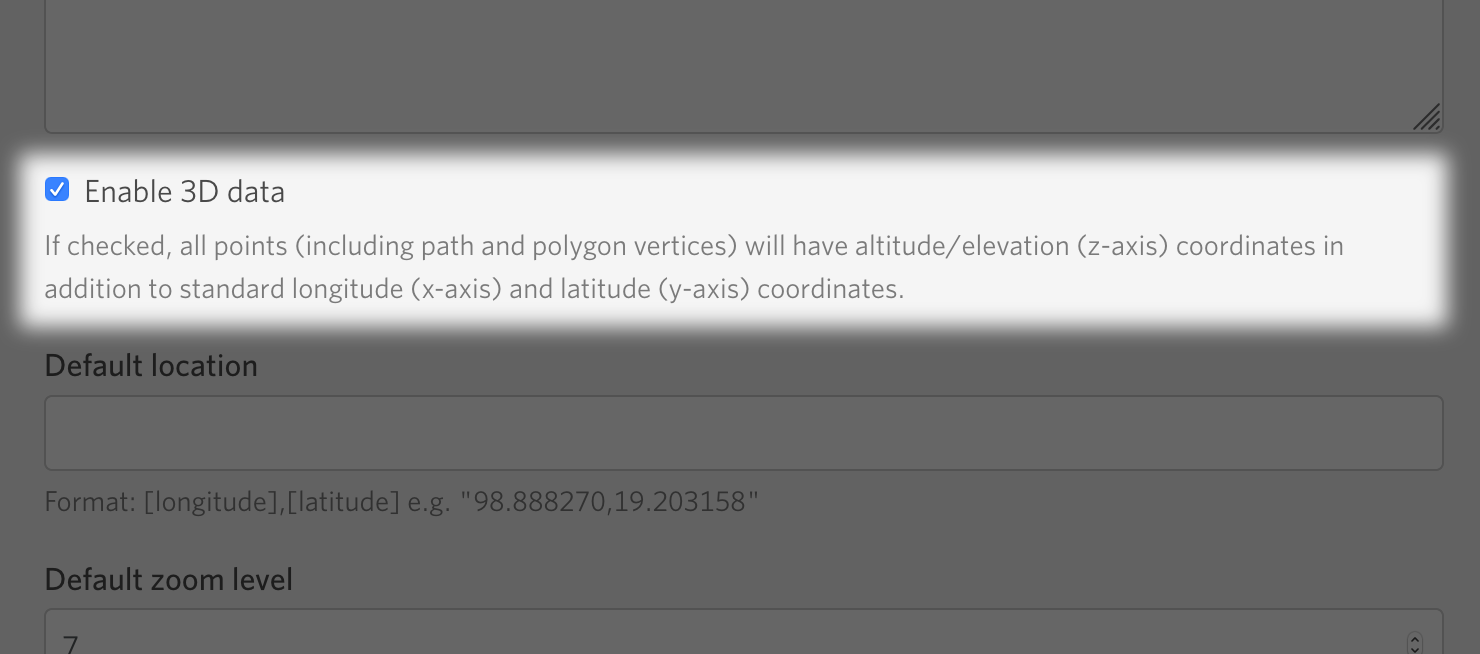 Enabling 3D data on a geo element.